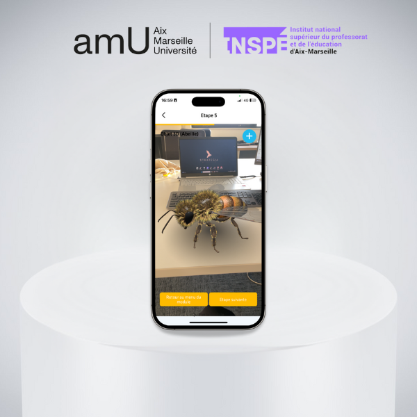 Smartphone AR, abeille 3D, INSPE Université Aix-Marseille