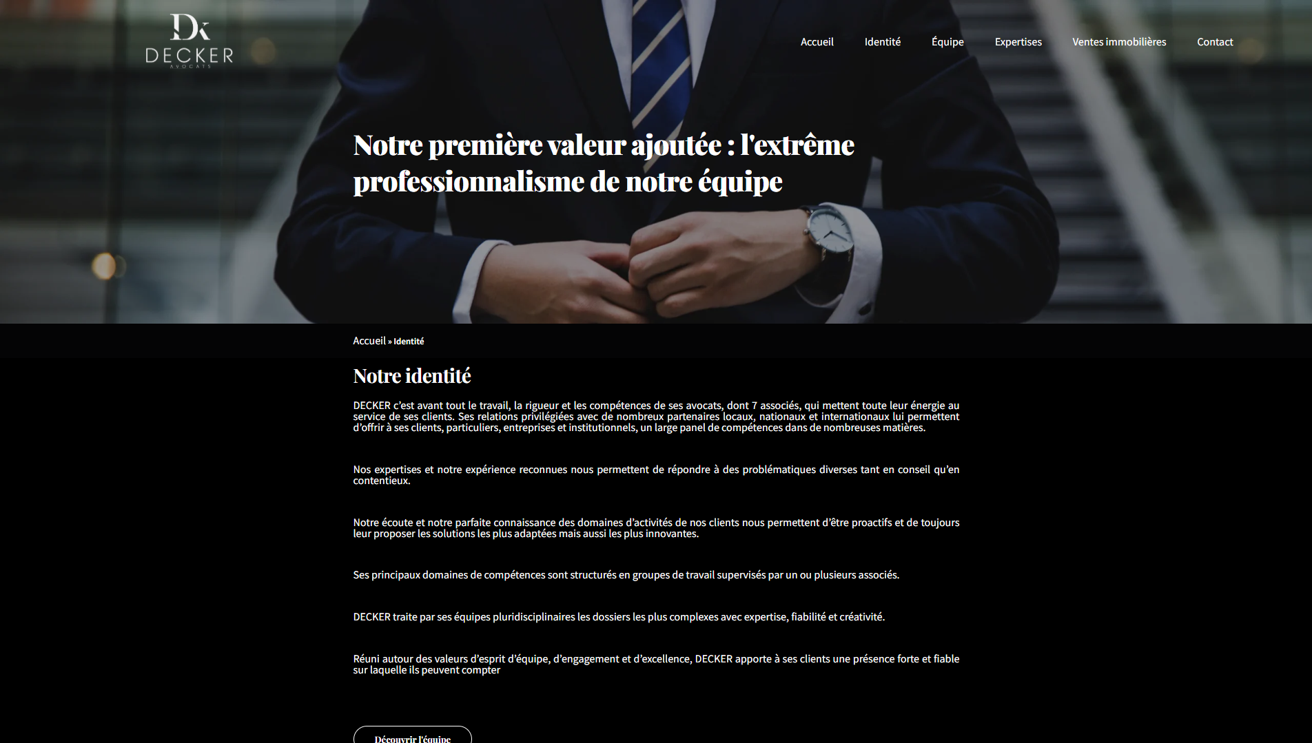 site web Decker Avocats droit expertise valeurs